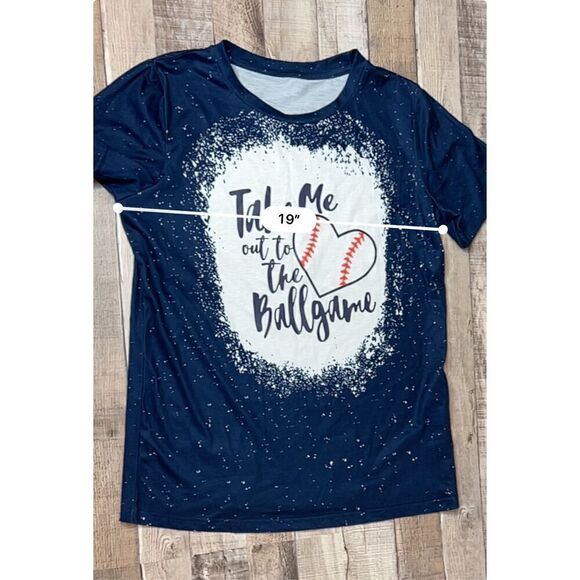 Blue Speckled Take Me Out to the Ballgame Graphic T-Shirt MEDIUM Baseball Casual - Picture 4 of 9